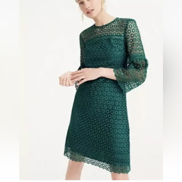 NWTs J Crew Bell Sleeve Daisy Eyelet Lace Crochet Holiday Dress - Picture 1 of 12